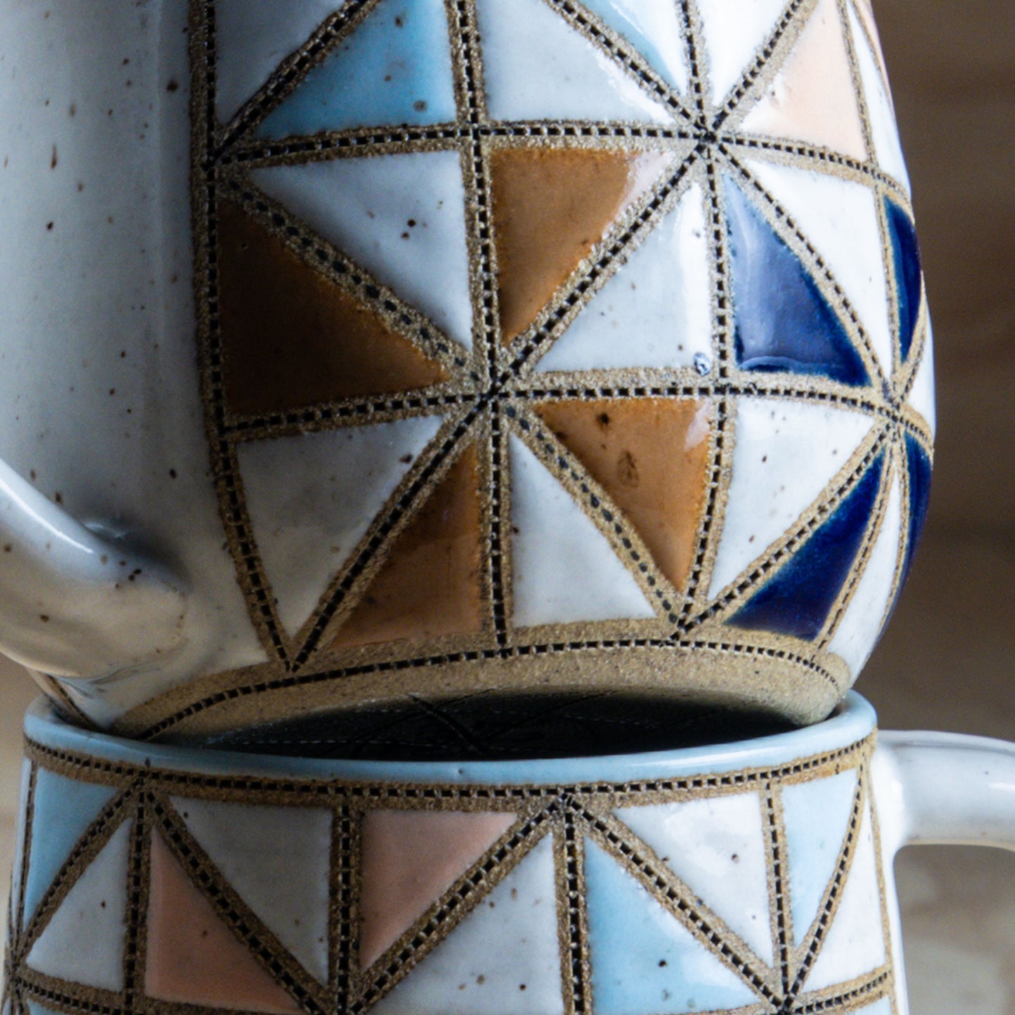 Imperfect Pinwheel Quilt Mug-Blue