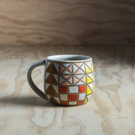 Imperfect Rainbow Improv Quilted Mug