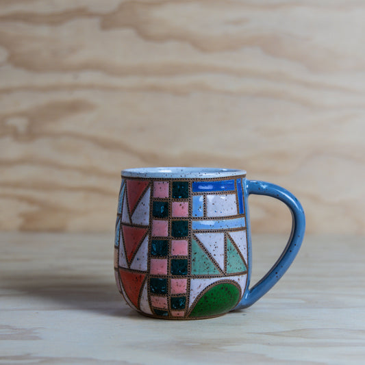 Improv Quilted Flying Geese Mug-Teal