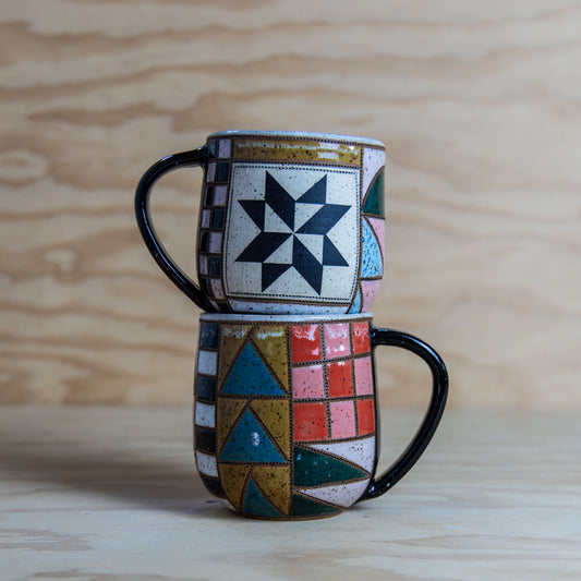 Improv Quilted Pinwheel Saw Tooth Mug