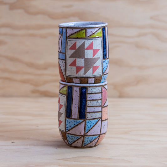 Improv Quilted Fox and Geese Tumbler