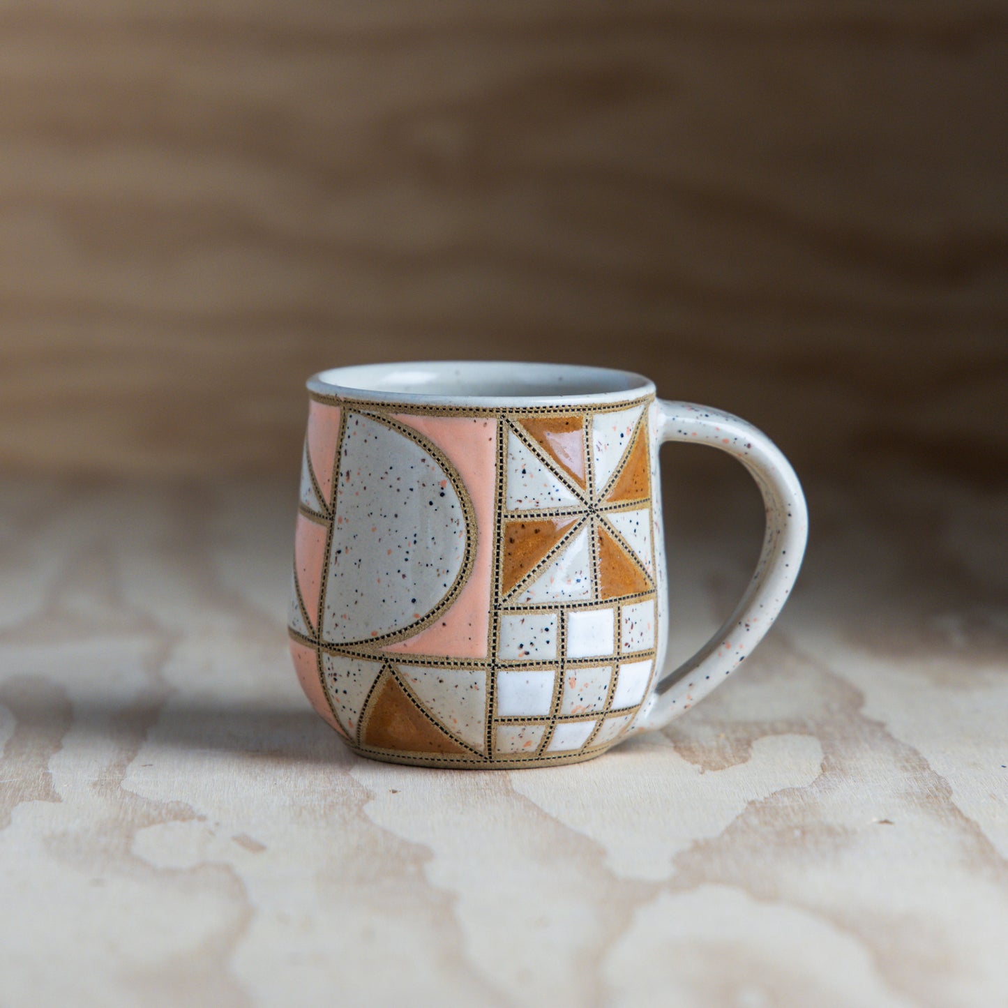 Improv Sawtooth Quilt Mug-Natural Peach