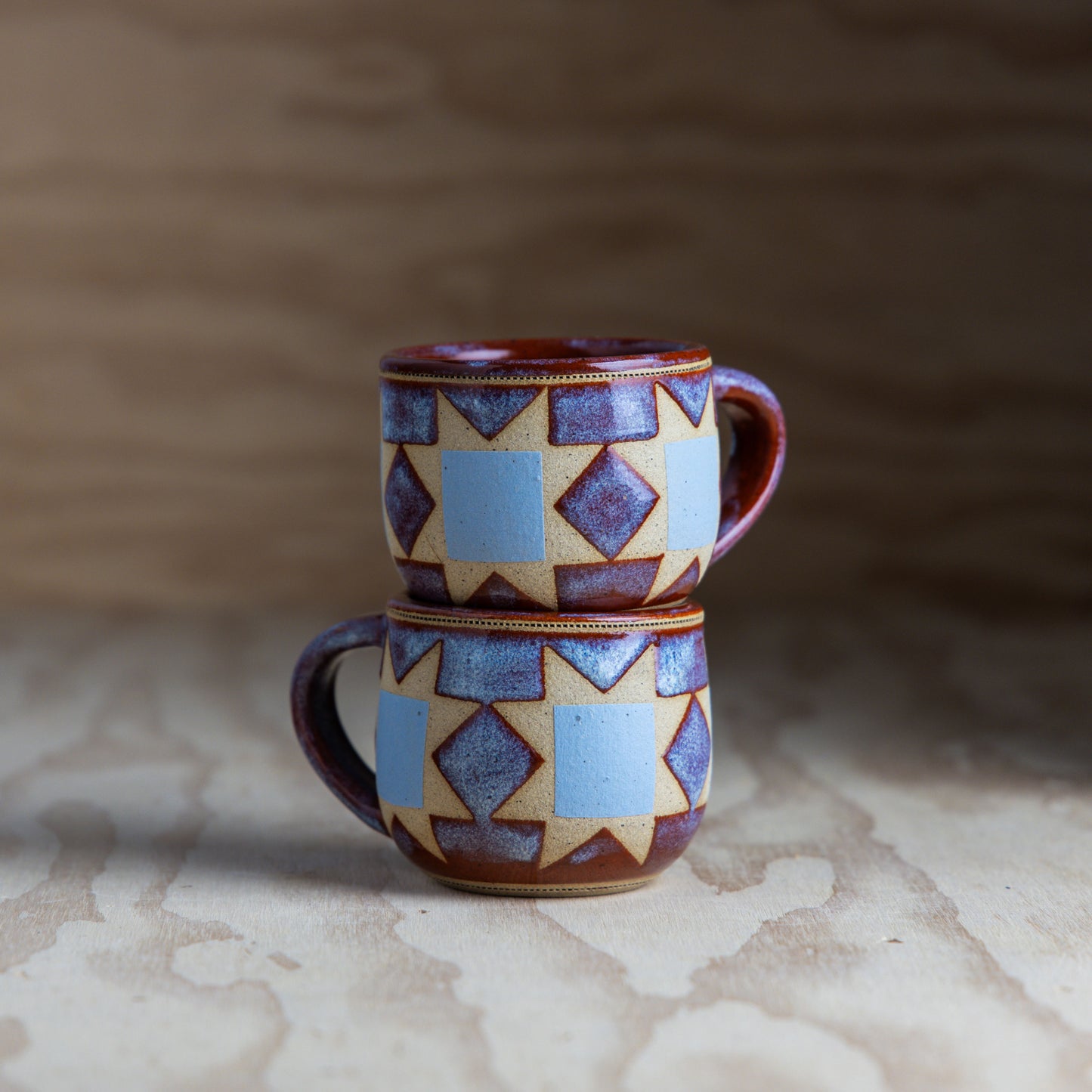Mini Sawtooth Quilt Mug-Cozy Brown