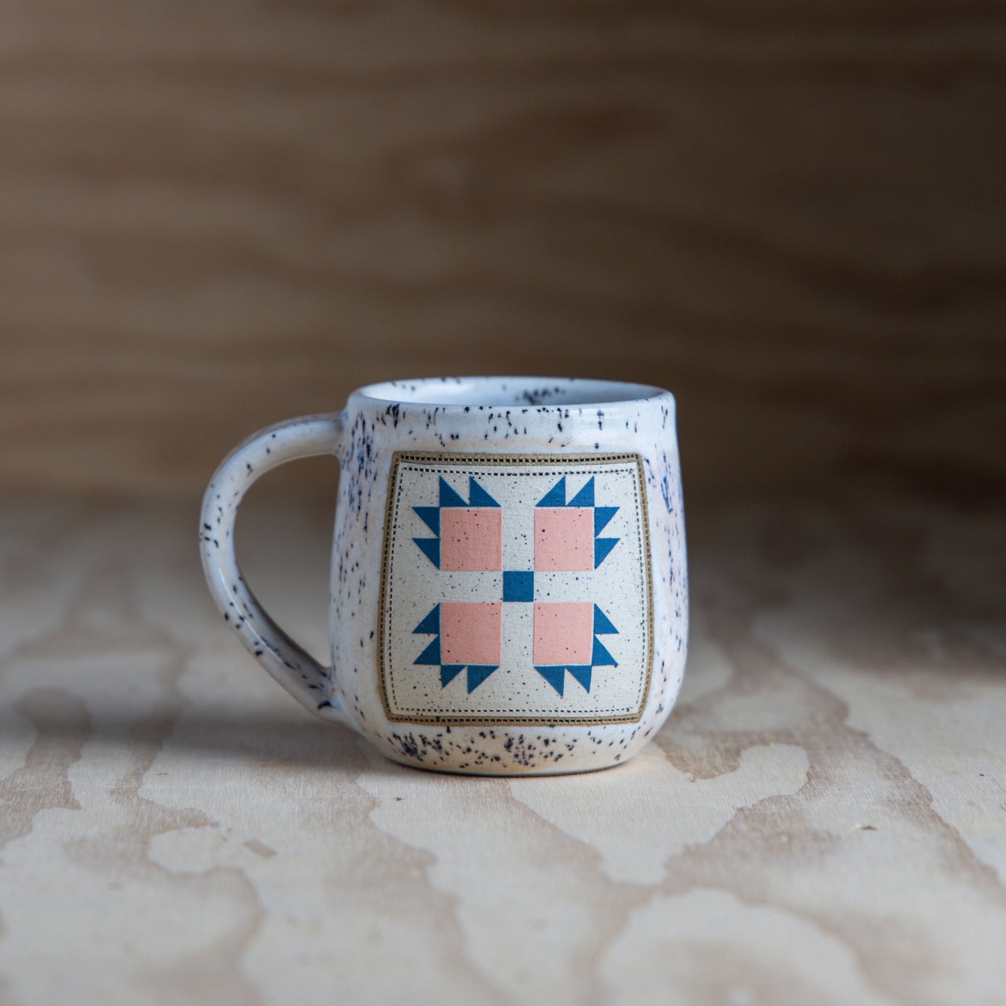 Bear Paw Quilt Mug-Purple/Orange Spec