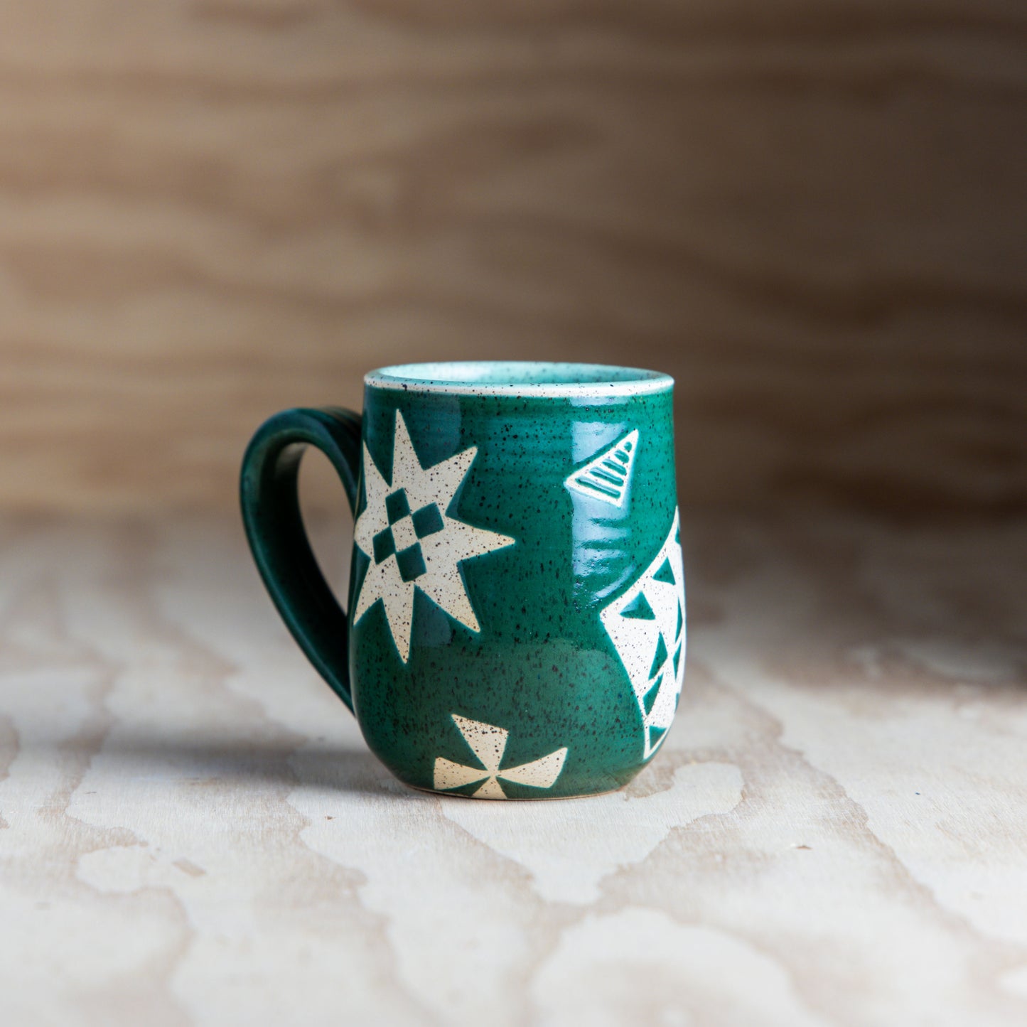 Inverse Block Print Quilt Mug-Emerald