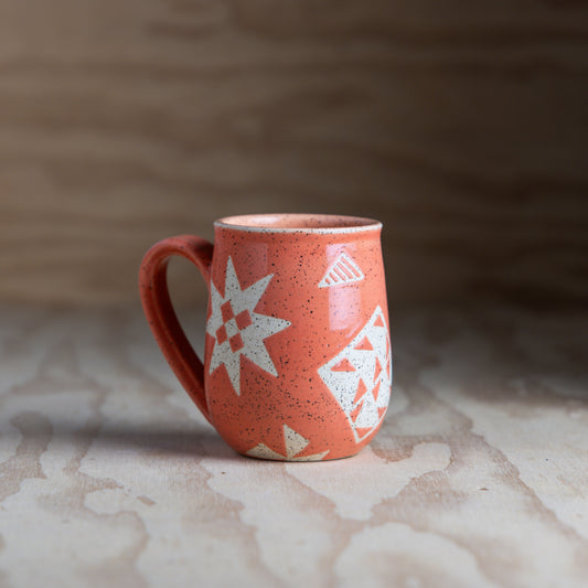 Inverse Block Print Quilt Mug-Peach