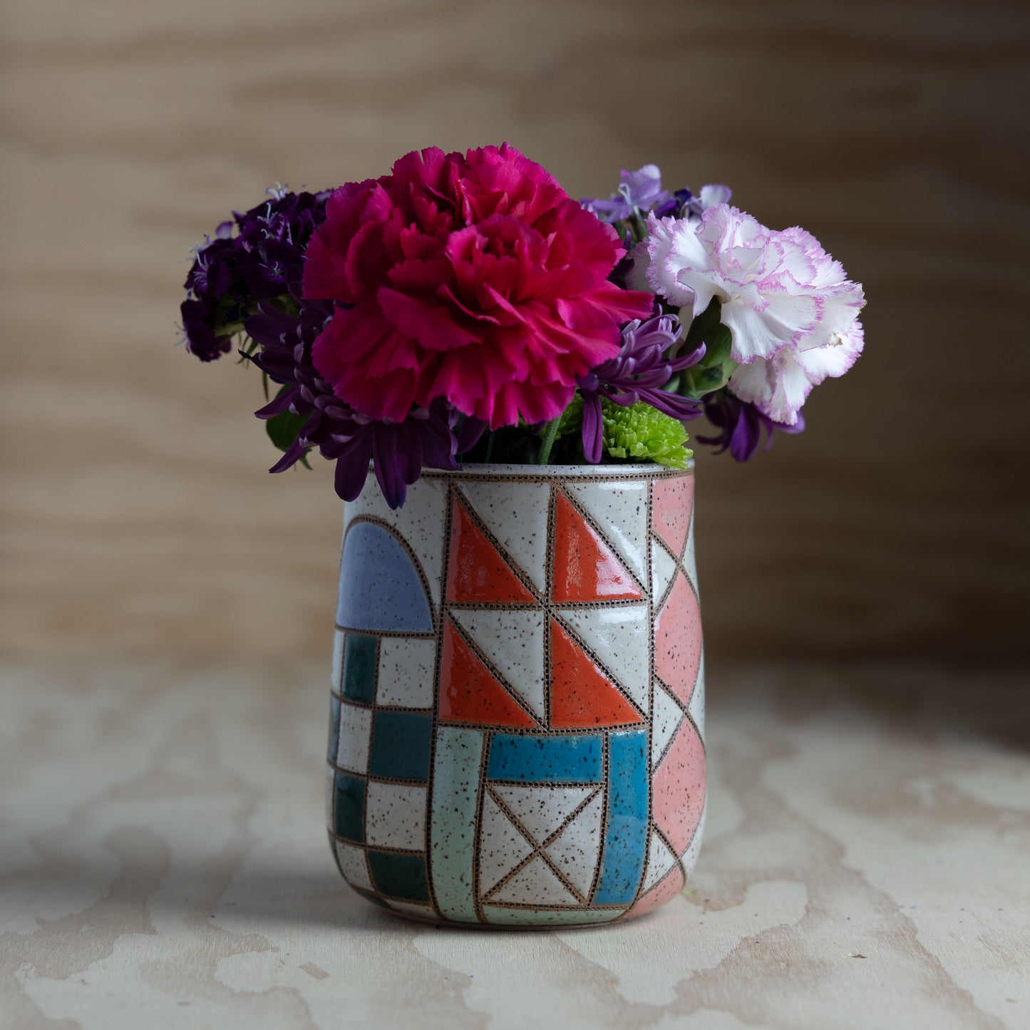 Improv Sawtooth Patch Quilt Vase