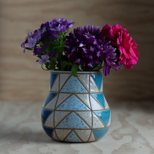 Flying Geese Quilt Vase-Blues