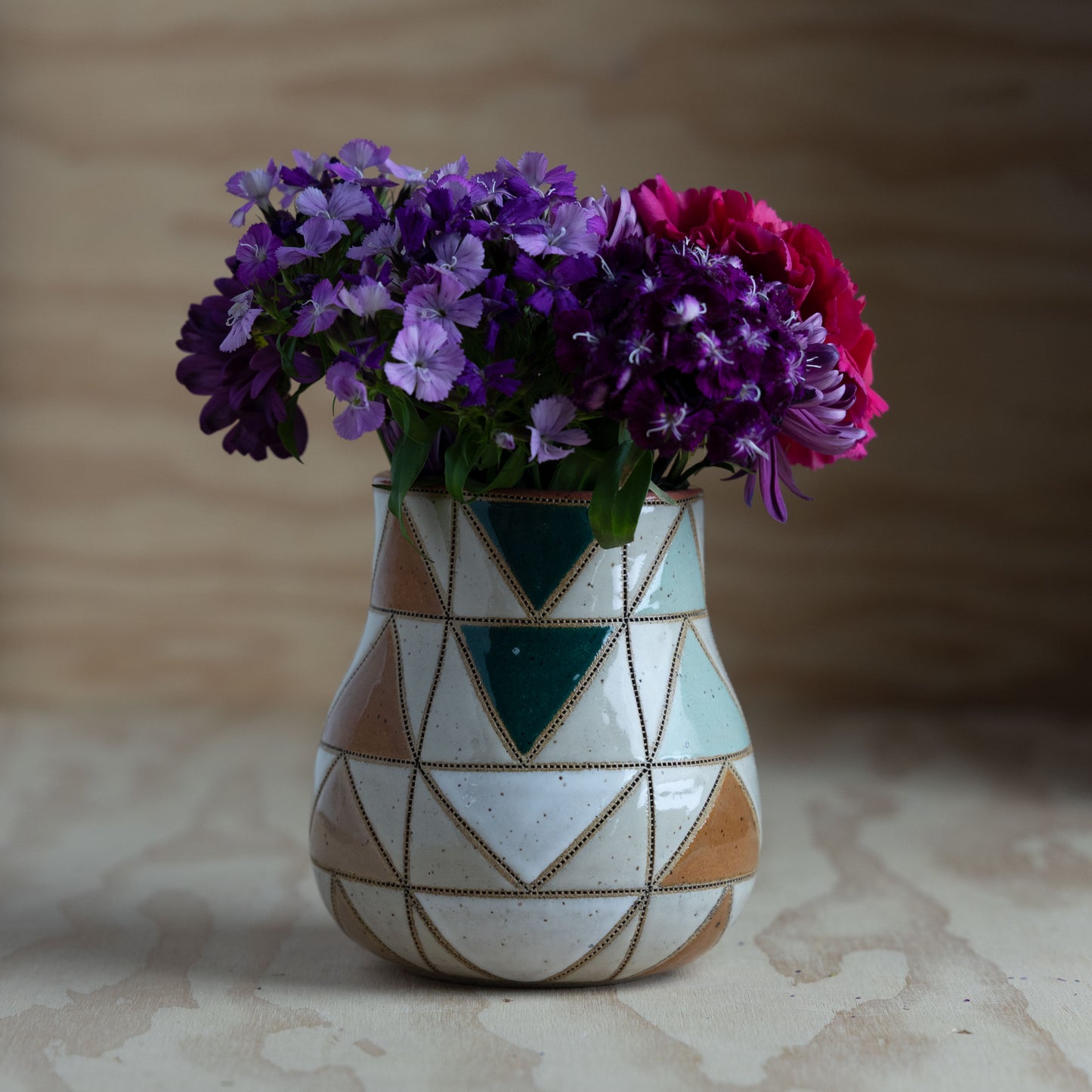 Flying Geese Quilt Vase-Natural