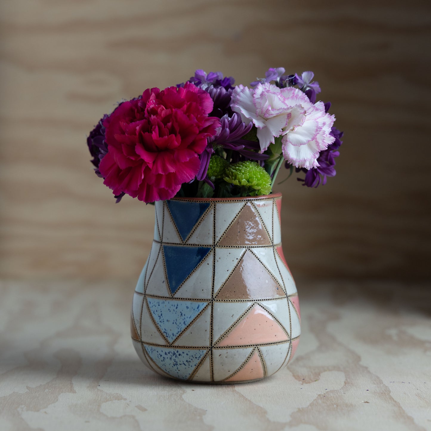 Flying Geese Quilt Vase-Natural