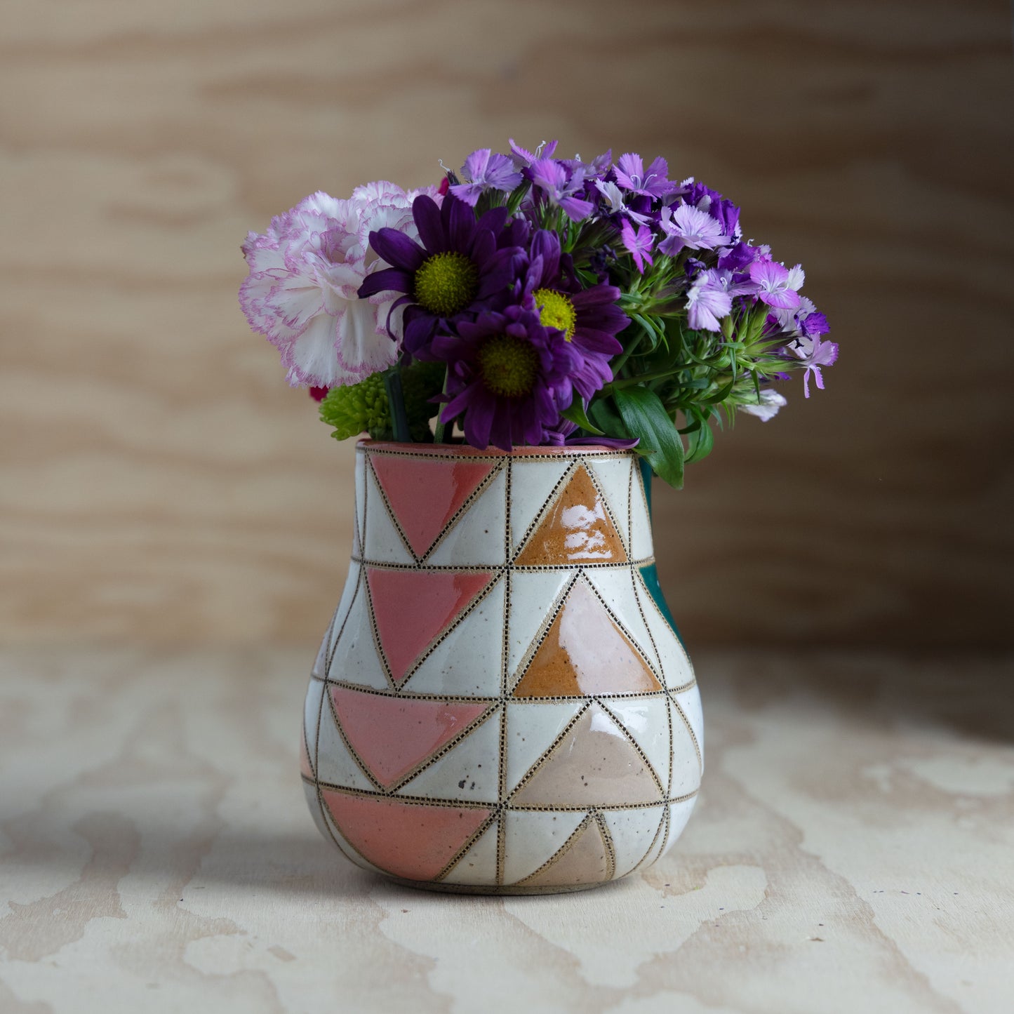 Flying Geese Quilt Vase-Natural