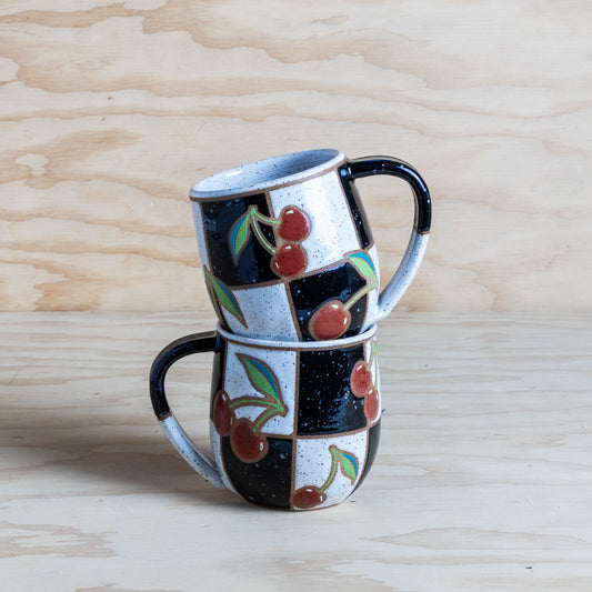 Checkered Cherry Fruit Mug
