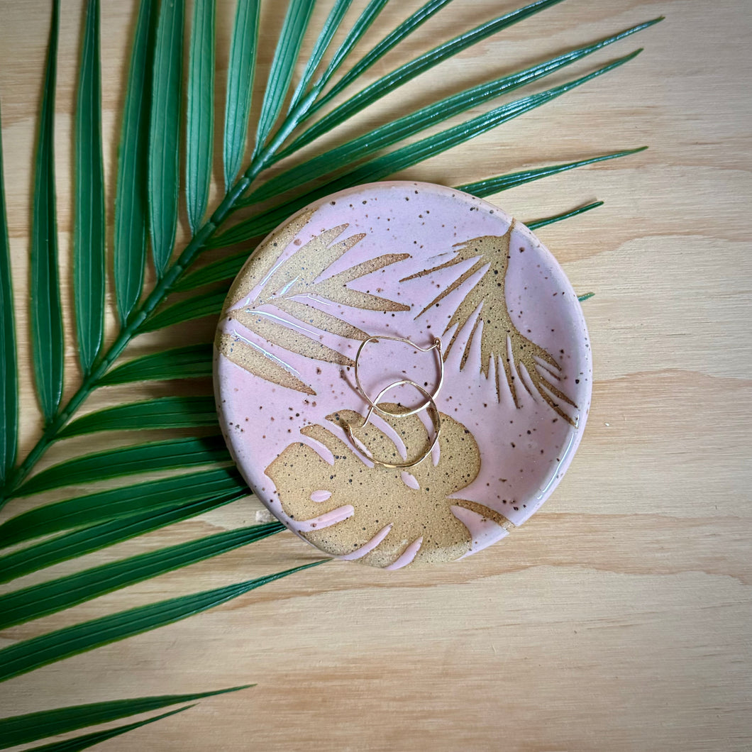 Tropical Leaf Jewelry Dish