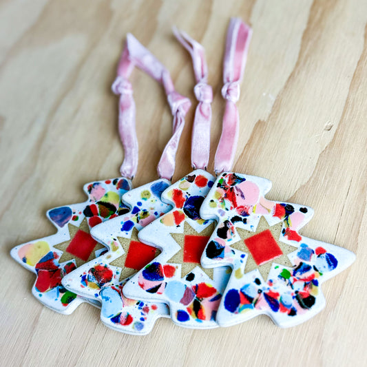 Confetti Red Sawtooth Star Ornament