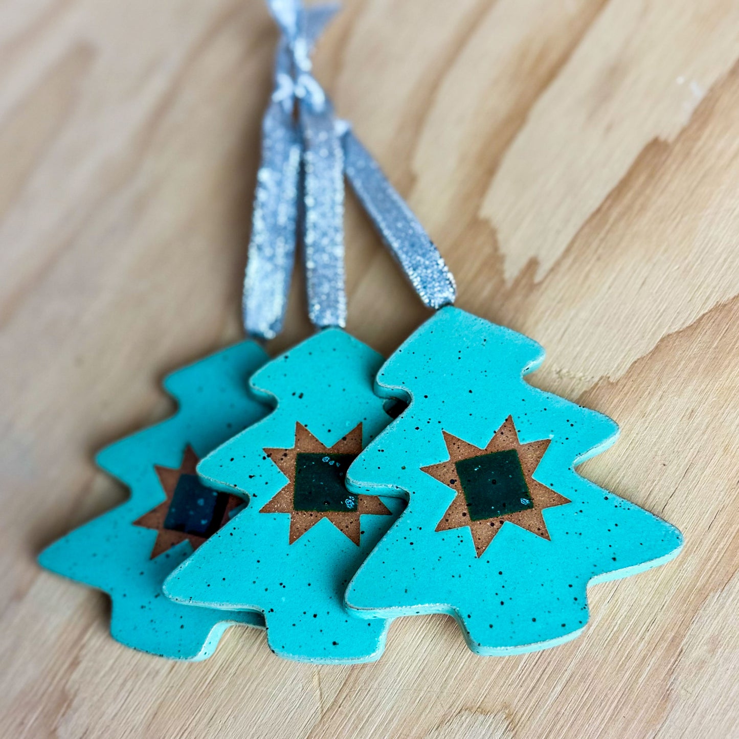 Aqua Teal Sawtooth Star Ornament