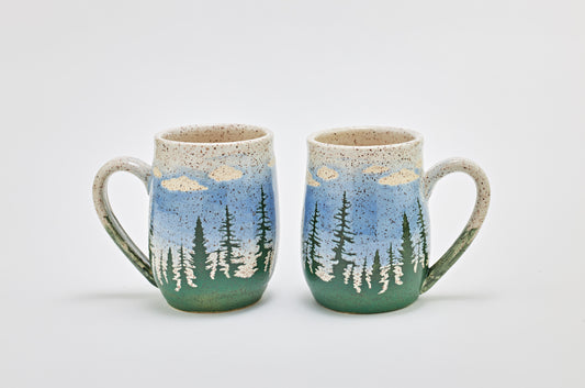 PRE-ORDER Cloudy Summer Day Pine Tree Ceramic Mug